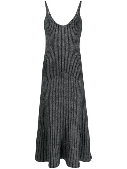 Lurex-Knit Detail Midi Dress