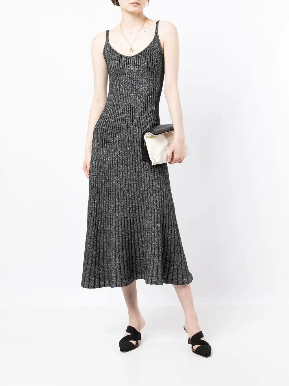 Lurex-Knit Detail Midi Dress