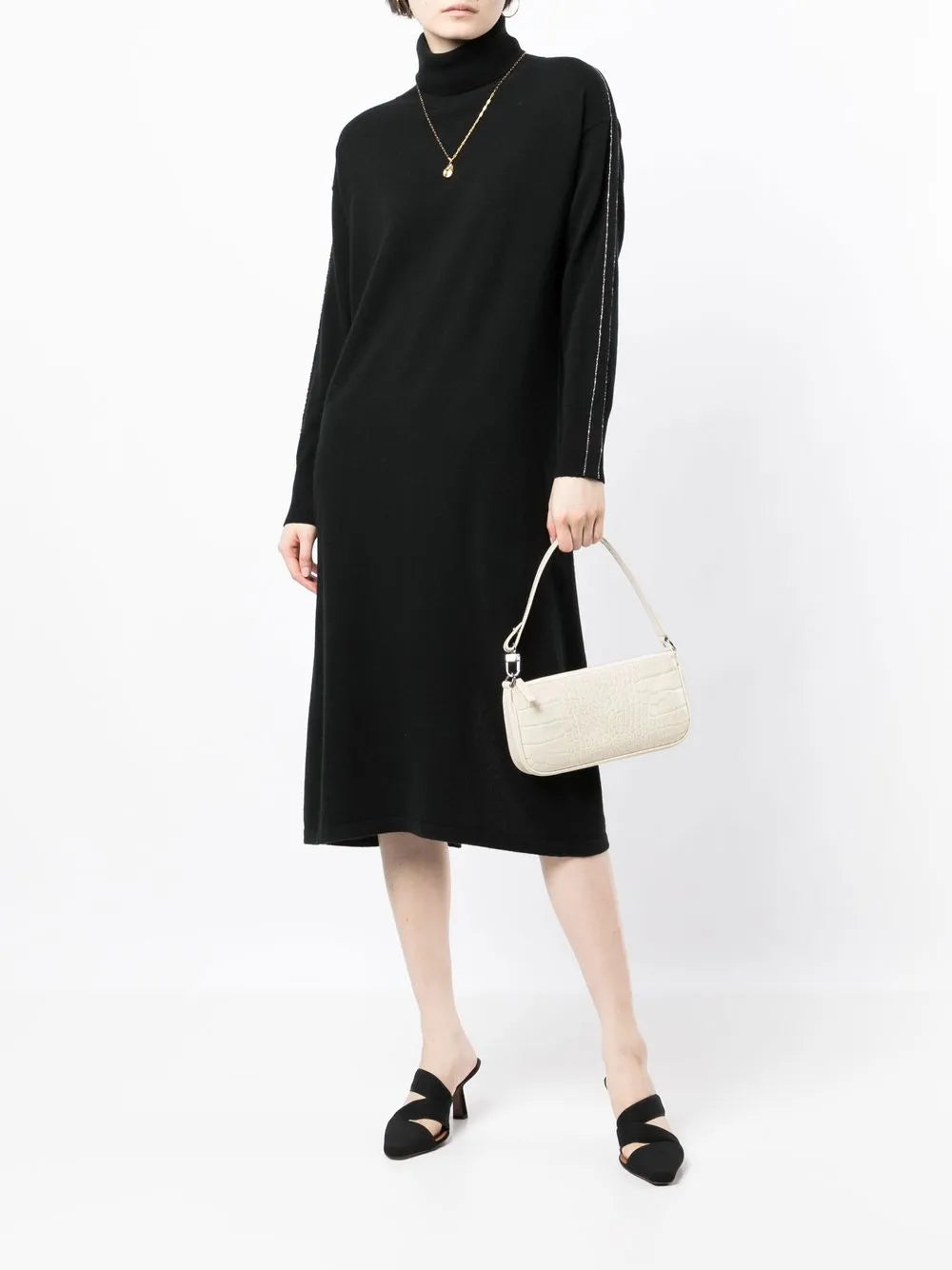 Roll-Neck Cashmere Midi Dress