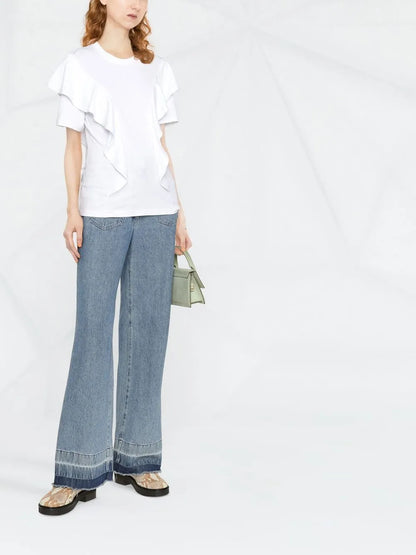 Ruffled Cotton T-Shirt