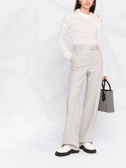 Buttoned Crew-Neck Jumper