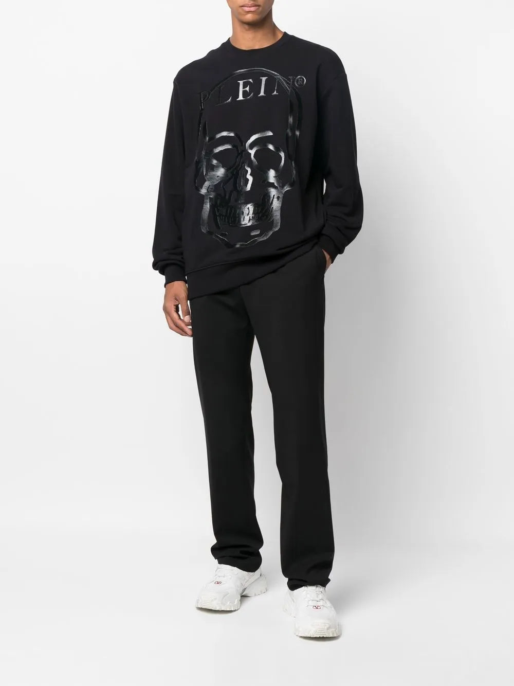 Skull-Print Crew Neck Sweatshirt