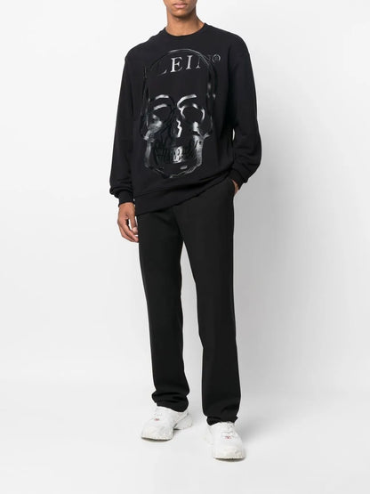 Skull-Print Crew Neck Sweatshirt