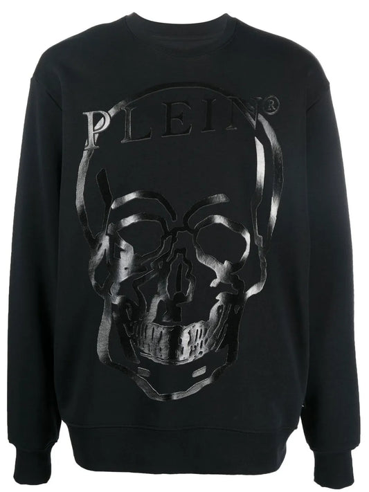 Skull-Print Crew Neck Sweatshirt