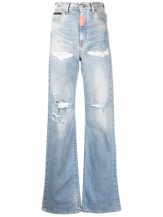Ripped-Detail Denim Jeans