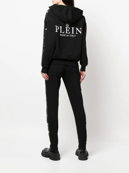 Studded Zip-Front Hoodie