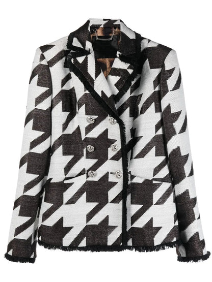 Houndstooth-Print Tweed Jacket