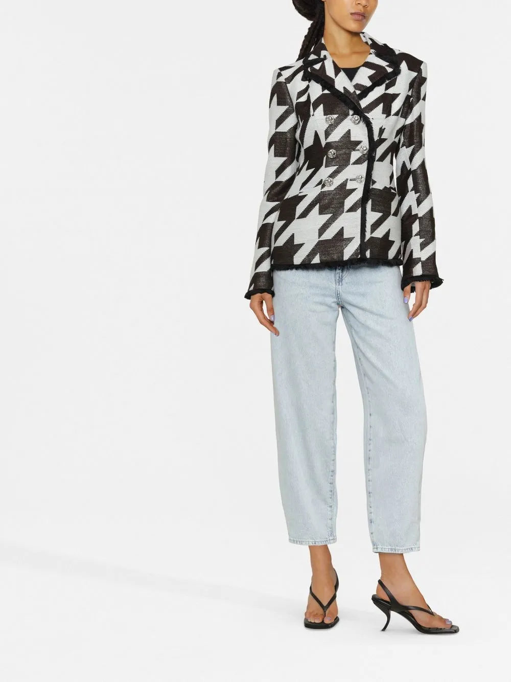 Houndstooth-Print Tweed Jacket