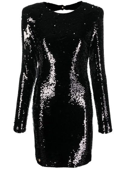 Long-Sleeved Sequin-Embellished Dress