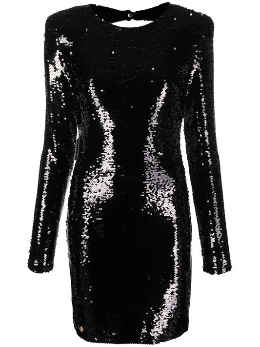 Long-Sleeved Sequin-Embellished Dress