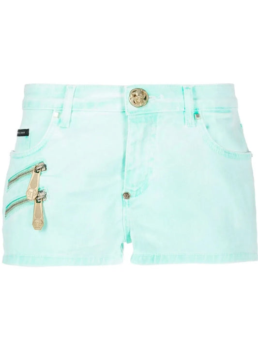 Biker-Style Denim Shorts