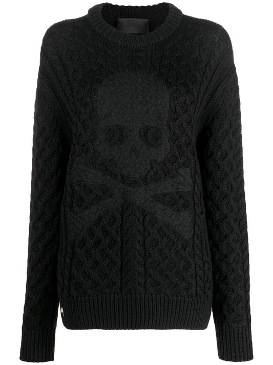 Embossed Skull Wool Jumper