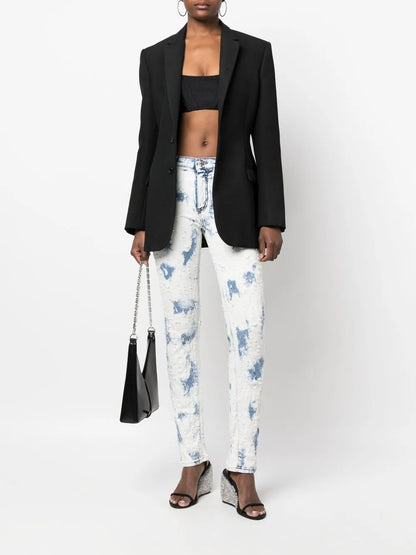 Bleach-Wash Straight-Leg Jeans