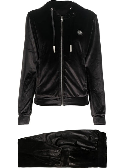 Logo-Patch Velvet-Cotton Trousers