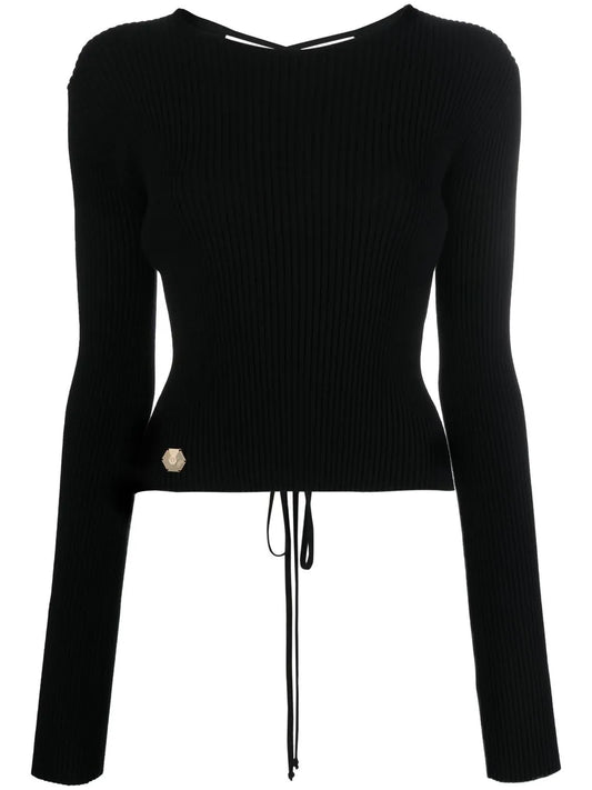 Lace-Up Detail Knitted Top