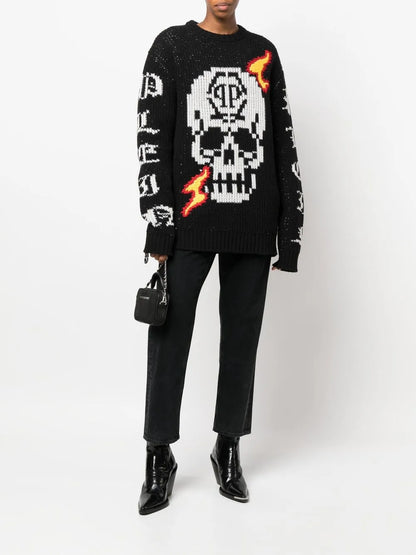 Skull Intarsia-Knit Jumper