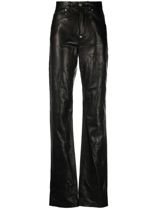 Straight-Leg Lambskin Trousers