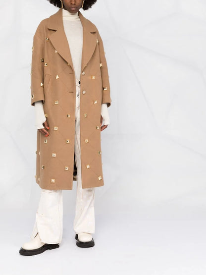 Stud-Detailed Button-Front Coat