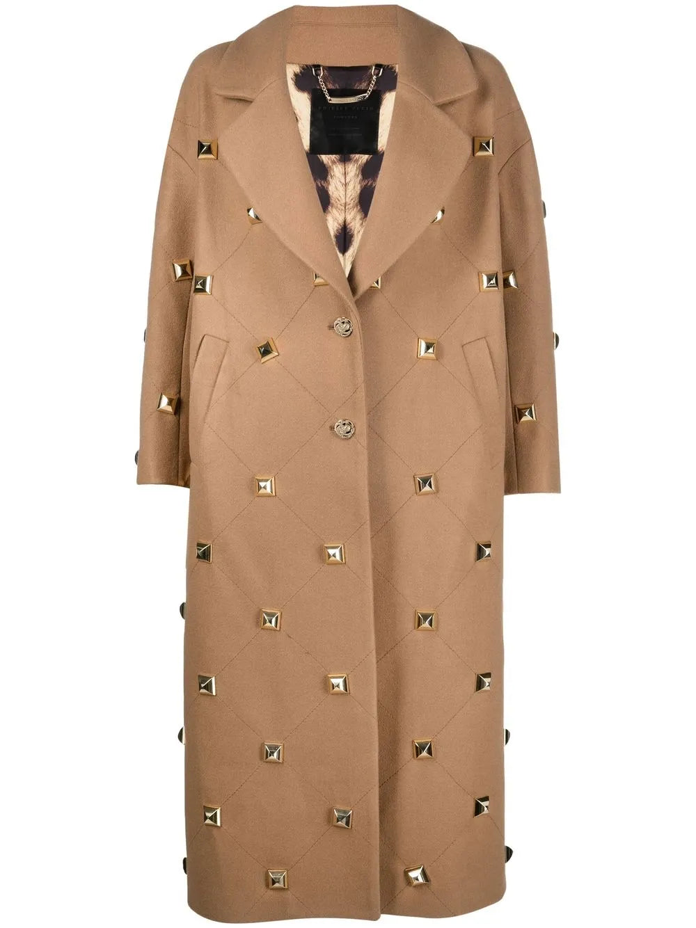 Stud-Detailed Button-Front Coat