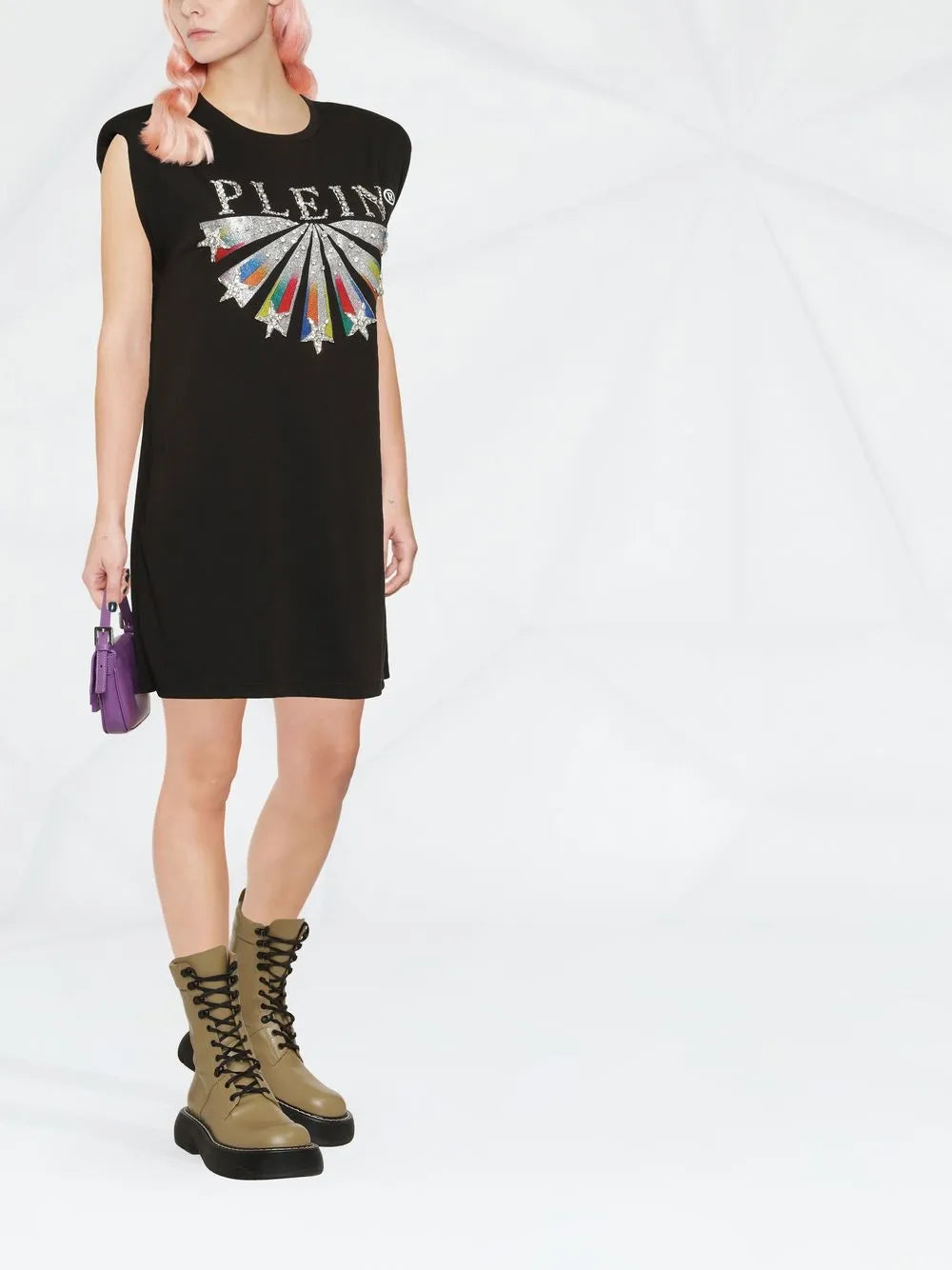 Embellished Logo-Print T-Shirt Dress