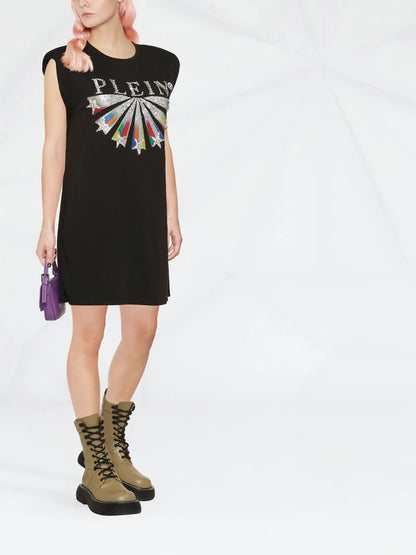 Embellished Logo-Print T-Shirt Dress