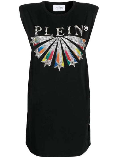 Embellished Logo-Print T-Shirt Dress