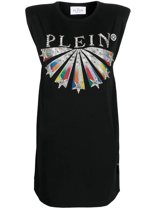 Embellished Logo-Print T-Shirt Dress
