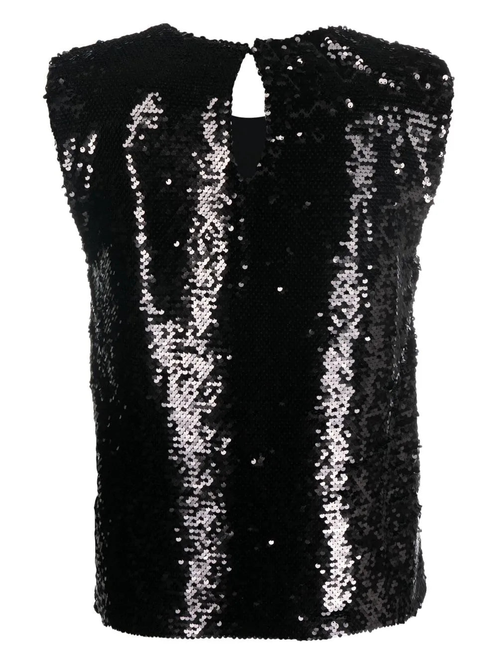 Sequin-Embellished Sleeveless Blouse