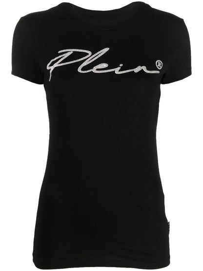 Crystal-Embellished Logo Cotton T-Shirt