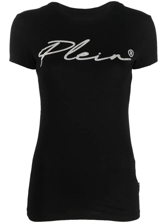 Crystal-Embellished Logo Cotton T-Shirt