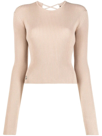 Lace-Up Detail Knitted Top