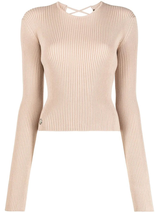 Lace-Up Detail Knitted Top