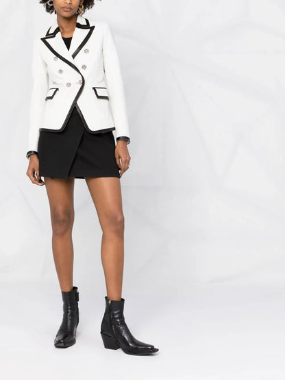 Two-Tone Leather Blazer
