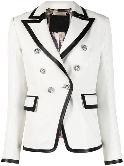 Two-Tone Leather Blazer
