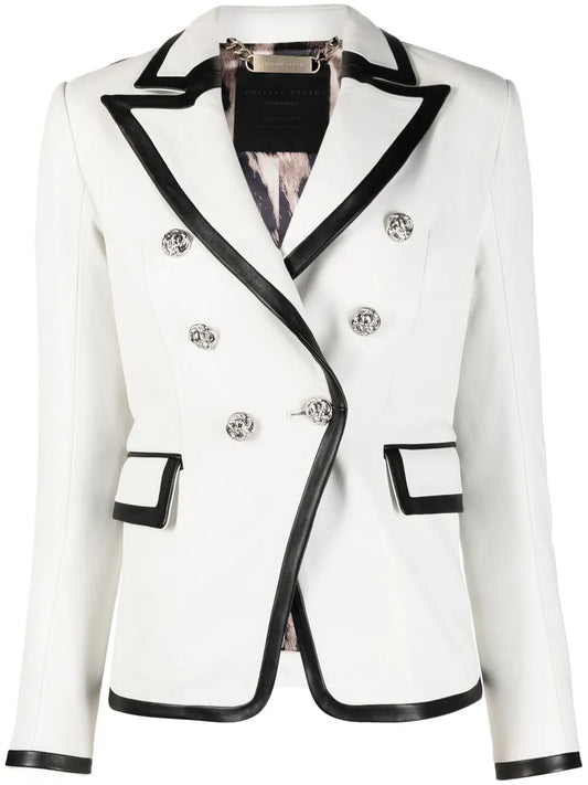 Two-Tone Leather Blazer