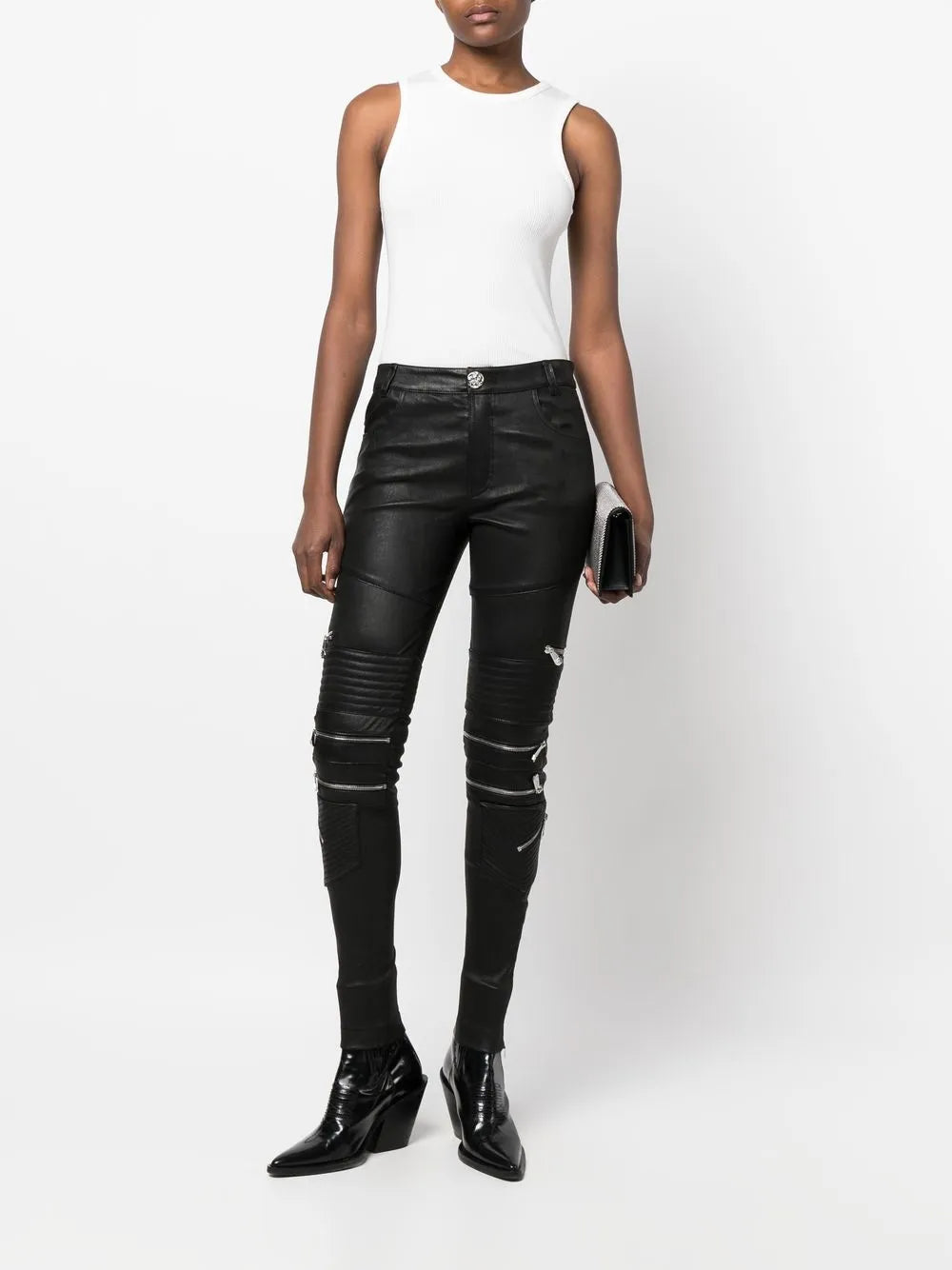 Lambskin Skinny-Fit Zipped Trousers