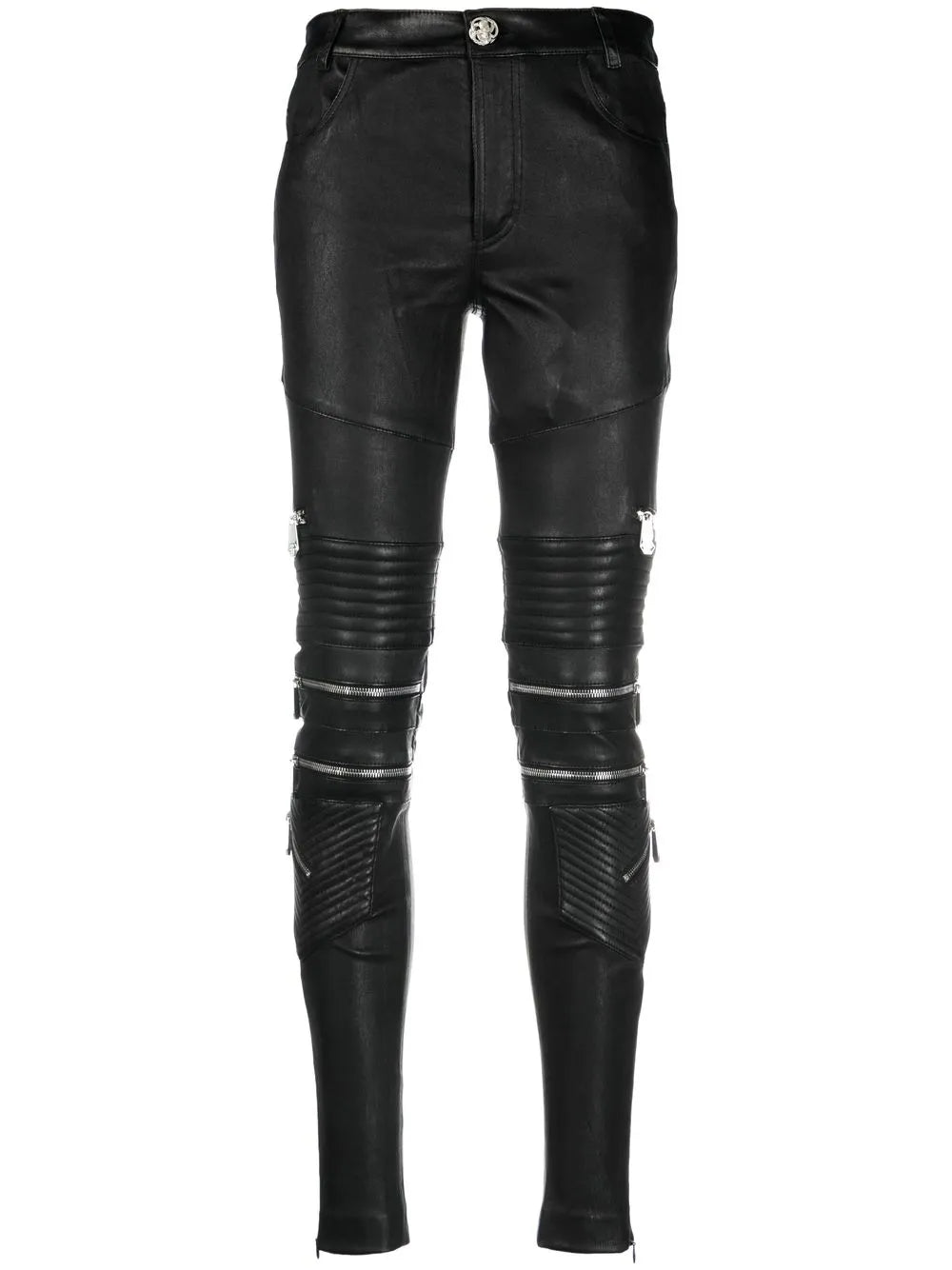 Lambskin Skinny-Fit Zipped Trousers