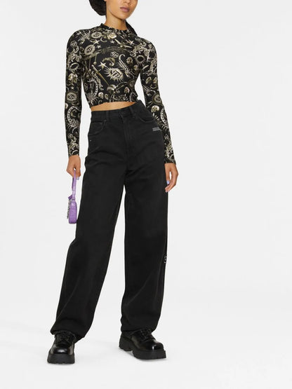 Graphic-Print Three-Quarter Sleeve T-Shirt