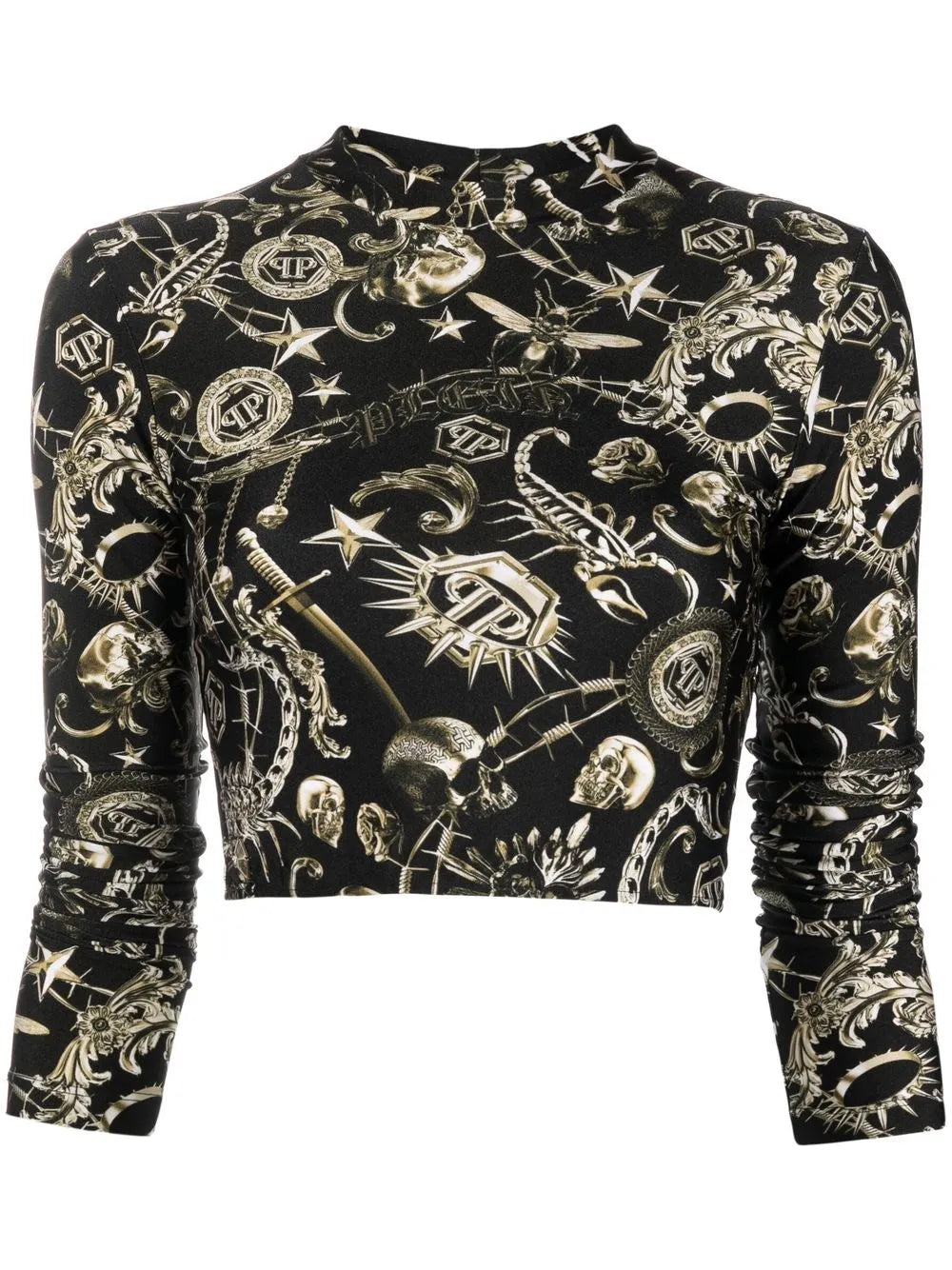 Graphic-Print Three-Quarter Sleeve T-Shirt