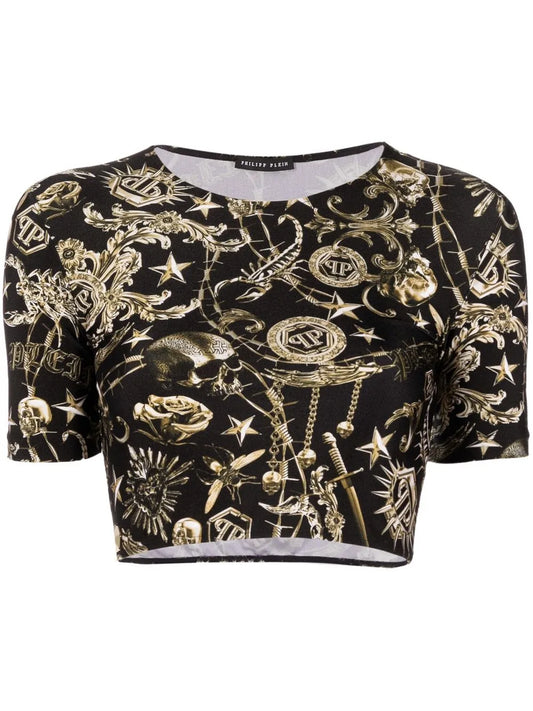 Graphic-Print Cropped T-Shirt