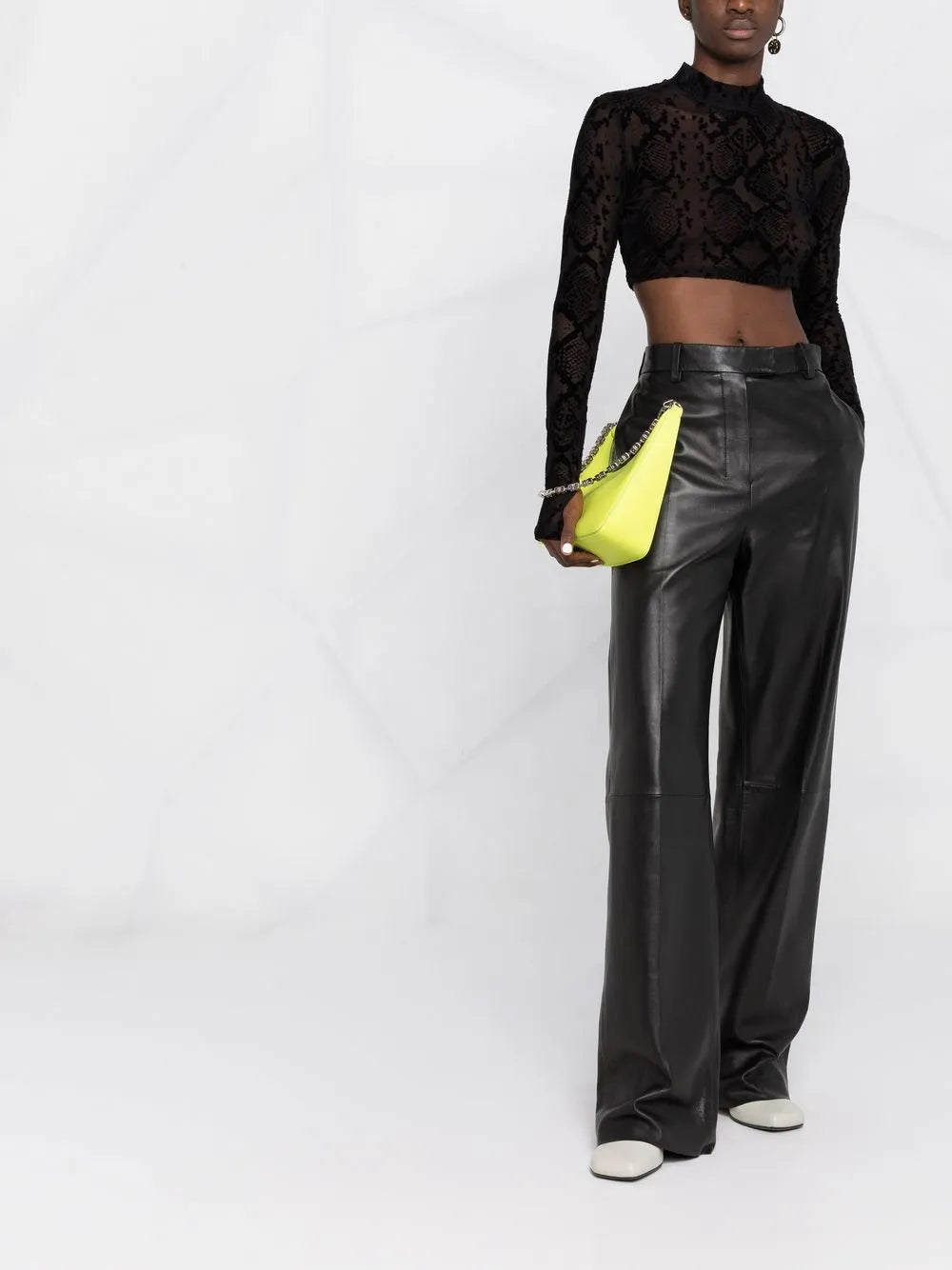 Geometric-Print Cropped Top