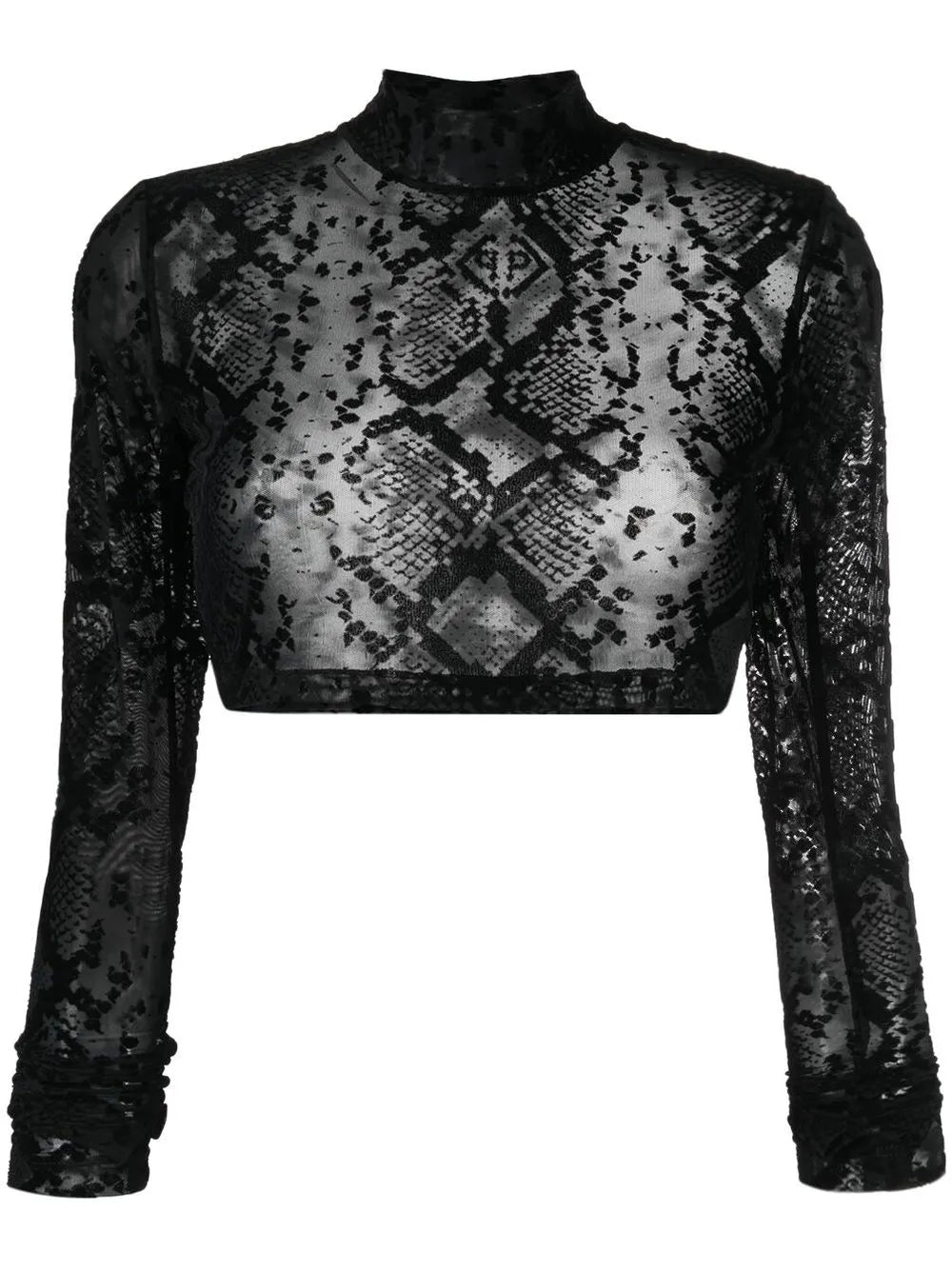 Geometric-Print Cropped Top