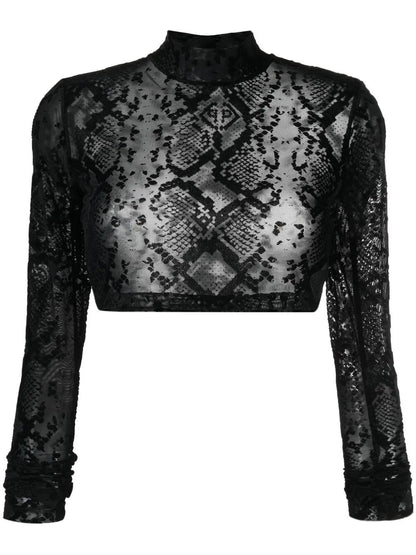 Geometric-Print Cropped Top