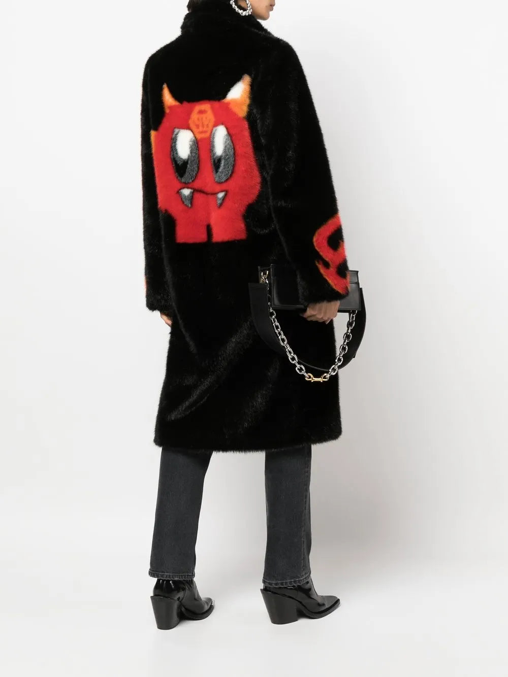 Monster-Print Faux-Fur Coat