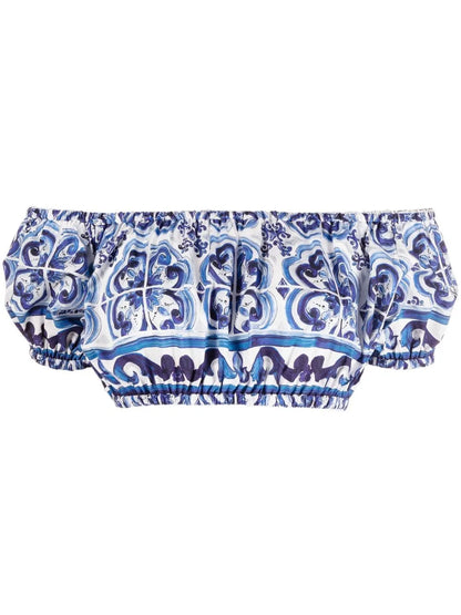 Majolica-Print Crop Top