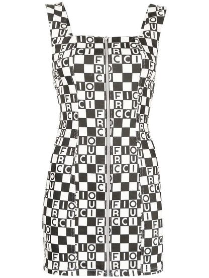 Logo-Print Checked Dress