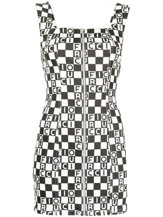Logo-Print Checked Dress