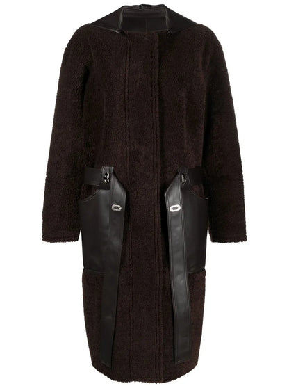 Faux-Leather Zip-Up Coat