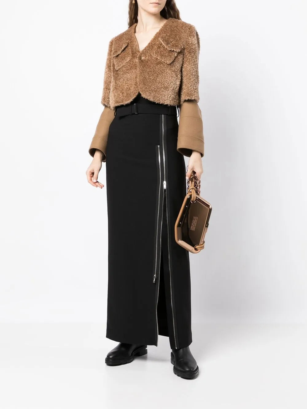 Zip-Detail High-Waisted Skirt