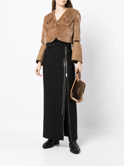 Zip-Detail High-Waisted Skirt